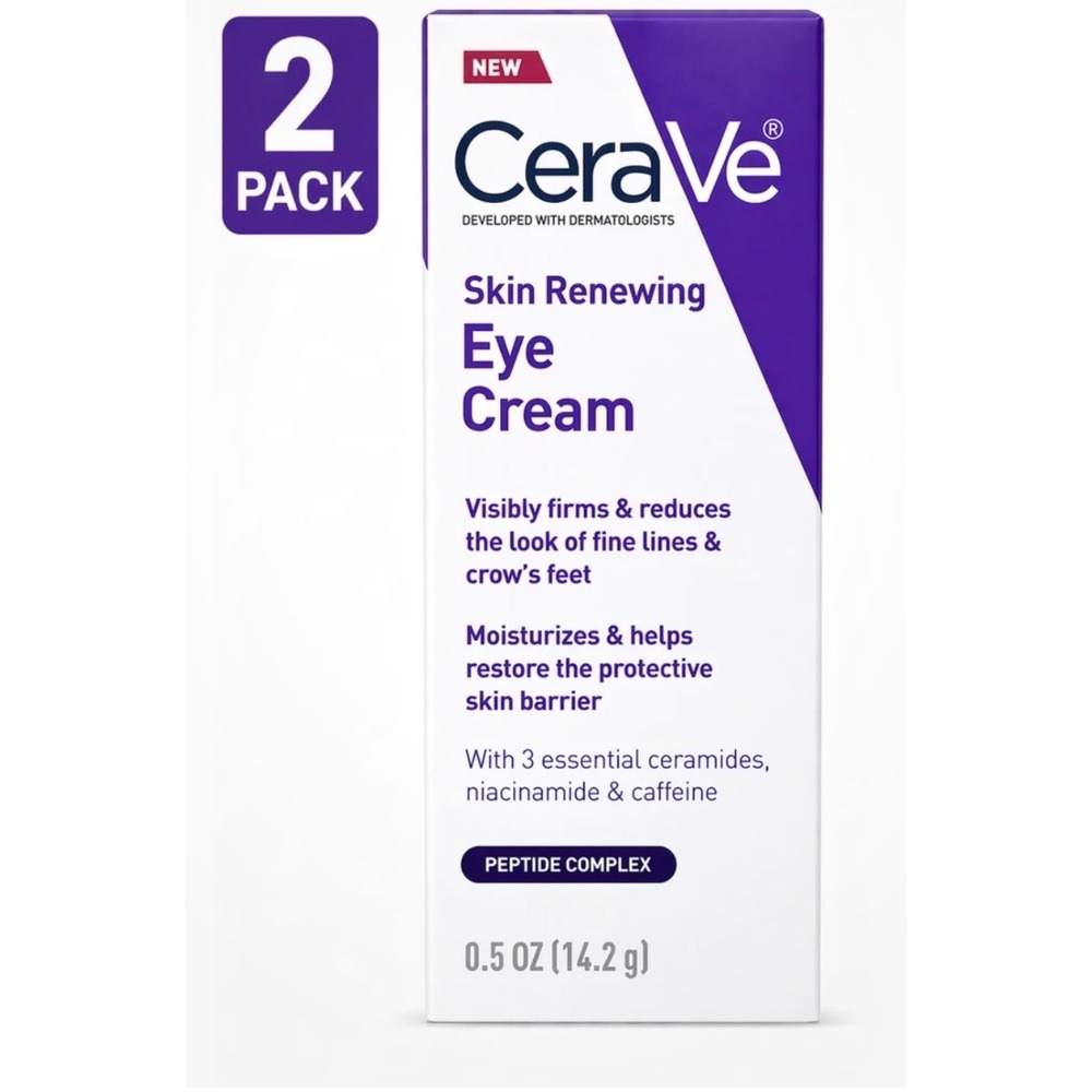 2 pack CeraVe Skin Renewing Eye Cream Anti Aging Peptide 0.5oz New in Box skin
